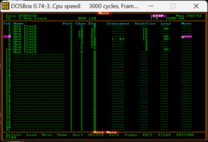 Voyetra Sequencer Pro Plus mit geladenem Song in der DOSBox