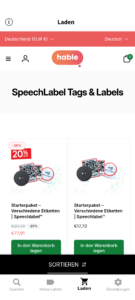 Screenshot Speechlabel Shop